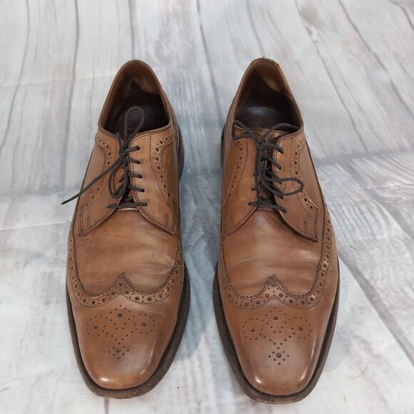 Allen Edmonds Larchmont Men’s 12B Brown Leather Wingtip Oxford Dress Shoes - Picture 1 of 9